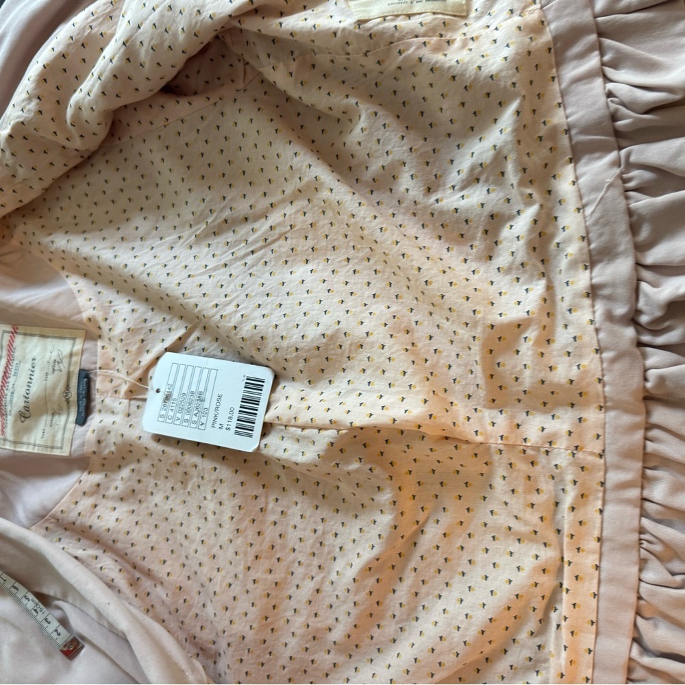 Cartonnier Light Pink/Beige Ruffle-Trim Open Style Size M Lightweight Blazer - Picture 8 of 12